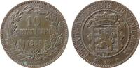 Luxemburg 10 Centimes Br Willem III, minimal Grünspan -