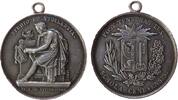 Schulprämie tragbare Medaille Silber Genf - Schulpreis für Literatur, sitzender Jüngling in antiker Kleidung mit Öllampe und Lyra / Stadtwappen, v. Chaponnier -