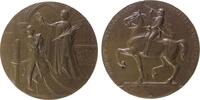 Belgien Medaille Bronze Brüssel - auf die Weltausstellung, Frauengestalt mit Palmzweig krönt einen jungen Mann mit Krug / berittener Herold nach -