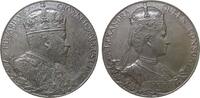 Großbritannien Medaille Bronze versilbert Edward VII (1901-1910) - auf seine Krönung, Büste nach rechts / Büste Königin Alexandra nach rechts, unsignier -