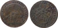 Harz-Münzmeisterpfennige Rechenpfennig Kupfer Brauns Johann Albrecht - Harz, Zellerfeld, Beet mit Blumen im Regen / Wappen, ca. 26,5 MM -