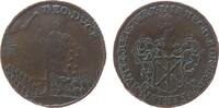 Harz-Münzmeisterpfennige Rechenpfennig Kupfer Hecht Johann Benjamin - Harz, Zellerfeld, eine Frau mit Füllhorn wird von einem aus den Wolken herabhängendem Faden gelen -