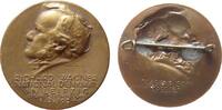 Musik Abzeichen Bronze Wagner Richard (1813-1883) - auf die Grundsteinlegung des Wagner Denkmals in Leipzig, Musiker, Bayreuth, Büste nach links -
