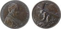 Vatikan Medaille Bronze Clemens XIV. (1769-1774) - auf seine Wahl zum Papst, Brustbild nach rechts / Christus bricht unter der Last des Kreuzes z -