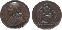 Vatikan Medaille Bronze Pius IX (1846-1878) - auf sein 25-jähriges Pontifikats-Jubiläum, Brustbild nach links / Papst kniend vor Thron und wird v -