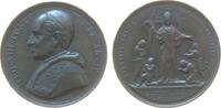 Vatikan Medaille Bronze Leo XIII (1878-1903 - auf die Errichtung neuer Schulen, Brustbild nach links / Religio steht mit Kreuz und Tiara - zu Ihr -