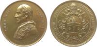 Vatikan Medaille Bronze vergoldet Leo XIII (1878-1903) - auf sein 50. Bischofsjubiläum, Brustbild nach links / Wappen in Kartusche, v. Bianchi, c -