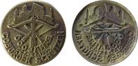 Schützen nach 1945 Abzeichen Messingblech Coburg - auf das 600-jährige Jubiläum der Coburger Schützen, Schrift - Armbrust und Flinten unter Stadtansicht, ca. -