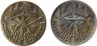 Schützen nach 1945 Abzeichen Messingblech Coburg - auf das 600-jährige Jubiläum der Coburger Schützen, Schrift - Armbrust und Flinten unter Stadtansicht, ca. -