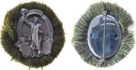 Abzeichen o.J. Bronze versilbert Coburg - Schützengesellschaft, Schütze mit Flinte und erhobener Hand zum Gruß zwischen Wappen und Zielscheibe, S...