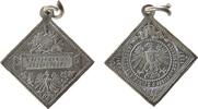 Schützen tragbare Miniaturklippe 1887 Bronze versilbert Frankfurt - auf das 9. Deutsche Bundesschiessen, Zielscheibe über Schrifttafel / Reichsad...