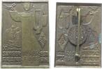 Musik Anstecker Bronze Frankfurt - XI. Deutsches Sängerbundesfest, Sänger mit Laute vor Frankfurter Römer, v. Wiedmann, ca. 26 x 37,3 MM, intakt -