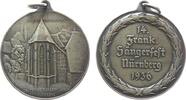 Musik tragbare Medaille Bronze versilbert Nürnberg - auf das 14. Fränkische Sängerfest, Ansicht der Meistersingerkirche / Schrift, v. Lauer, ca. 50 MM -