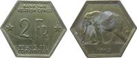 Belgisch Kongo 2 Francs Me Elefant, übliche Flecken -