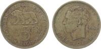 Belgisch Kongo 5 Francs NiBr Leopold III, Löwe, fleckig-spotted -