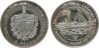 Kuba 5 Pesos Ag Raddampfer Almendares, Patina -