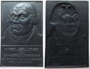 Reformation / Religion Plakette Eisen Luther Martin - auf seinen 450. Geburtstag, Brustbild im Talar halblinks - darunter Mehrzeiler, v. H. Moshage / Lauchhamme -