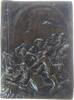 Reformation / Religion Plakette Bronzeguß Jesus - der Fall Christi, Kreuzweg, Kreuztragung, Jesus fiel unter die Last des Kreuzes und wird von zwei Soldaten att -