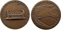 Gelegenheitsmedaillen Medaille Bronzeguß Mosel - Eröffnungsjahr der Großschiffahrt, römische Galeere / Staustufe, v. R.B. Baron, ca. 67,5 MM -