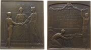 Belgisch Kongo Plakette Bronze Leopold II. (1865-1909) - auf die unter Leopold II. im Kongo gefallenen Pioniere, thronende weibliche Gestalt führt die H -