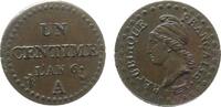 Frankreich 1 Centime Br Dupré, A (Paris), Schrötlingsriß, kleine Randfehler -