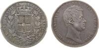 Sardinien 5 Lire Ag Carlo Alberto, Genua, (P), kleine Randstöße / Randkerben -