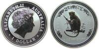 Australien 1 Dollar Ag Elisabeth II, Jahr des Affen, teilvergoldet -