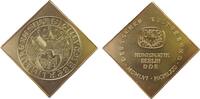 DDR Klippe Bronze Berlin - auf das 15jährige Bestehen des Kulturbundes, Gebäude / Schrift, ca. 50 x 50 MM -
