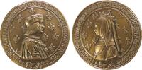 Medaille o.J. Paris Bronze Louis XII. (1498-1515) - gestiftet von der Stadt Lyon, Brustbild des Königs mit Kappe nach rechts / Brustbild der Köni...