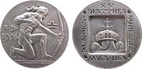 Schützen Medaille Silber München - auf das XV. Deutsche Bundesschiessen, knieender nackter Bogenschütze nach rechts / Kaiserkrone, v. G. Römer, c -