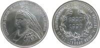 Großbritannien Medaille Bronze versilbert Victoria (1837-1901) - auf das 60. Regierungsjubiläum, Brustbild halblinks / Schrift und German make, ca. 33 -