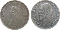 Rumänien 1 Leu Ag Carol I, RS hübsche Patina -
