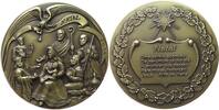 Weihnachten Medaille Bronze Krippenszene mit der hl. Familie und den hl. drei Königen und zwei Schäfern - darüber Engel mit Posaune, / Mehrzeiler im -