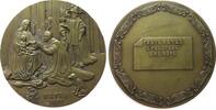 Weihnachten Medaille Bronze Heilige Maria mit dem Jesuskind neben kniendem Mann in einer Kathedrale, / Mehrzeiler in Kartusche, Natal, Weihnachten, v -
