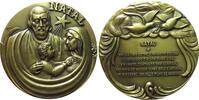 Weihnachten Medaille Bronze Heilige Maria und Josef mit dem Jesuskind und dem Stern von Bethlehem, / Mehrzeiler unter zwei Friedenstauben, Natal, Wei -