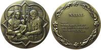 Weihnachten Medaille Bronze Heilige Maria und Josef mit dem Jesuskind vor Stadtsilhouette, / Schrift, Natal, Weihnachten, v. Ulisses, ca. 98 MM, ca. -