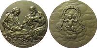 Weihnachten Medaille Bronze Heilige Maria und Josef mit dem Jesuskind, / Putte mit Spruchband, Natal, Weihnachten, v. Jorge Coelho, ca. 89 MM, ca. 30 -