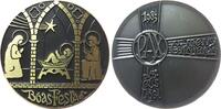 Weihnachten Medaille Bronze Heilige Maria und Josef mit dem Jesuskind, / Schrift im Kreuz und PAX, Natal, Weihnachten, v. Vago, ca. 79 MM, ca. 225 Gr -