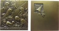 Weihnachten Plakette Bronze Heilige Maria und Josef mit dem Jesuskind und Hirten, / Glocke und Kerzen, Natal, Weihnachten, v. M. Norte, ca. 73 x 77 M -