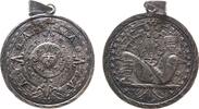 Mexiko tragbare Medaille Silber Aztekenkalender - Gottheit vor Kalender, ca. 45 MM, ca. 11,1 Gramm, mit verzierter Tragöse, ältere Arbeit, hübsch -