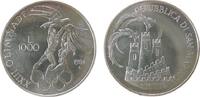 San Marino 1000 Lire Ag Sommerolympiade, minimal Patina -