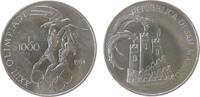 San Marino 1000 Lire Ag Sommerolympiade, minimal fleckig -