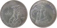 San Marino 1000 Lire Ag Sommerolympiade, minimal fleckig -