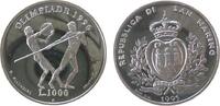 San Marino 5000 Lire Ag Olympiade Speerwurf -