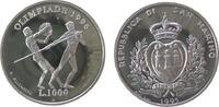San Marino 5000 Lire Ag Olympiade Speerwurf, kleiner Fleck -