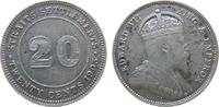 Straits Settlements 20 Cents 1903 Ag Edward VII, Kratzer fast ss 25,00 EUR  + 100,00 EUR frais d'envoi