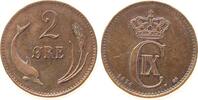 D&auml;nemark 2 &Ouml;re 1874 Br Christian IX, gereinigt vz 12,00 EUR  + 100,00 EUR frais d'envoi