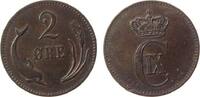 D&auml;nemark 2 &Ouml;re 1874 Br Christian IX, kleine Randkerbe vz 19,50 EUR  + 100,00 EUR frais d'envoi