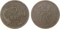 D&auml;nemark 5 &Ouml;re 1874 Br Christian IX, kleine Randfehler ss- 12,00 EUR  + 100,00 EUR frais d'envoi