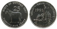 Eritrea 25 Cents Ni-St Zebra, Schön 9 -